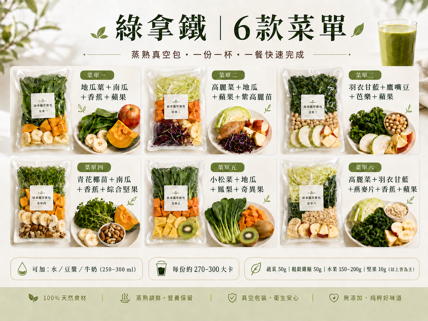綠拿鐵6入組｜買5送1｜限時免運｜口味可自選